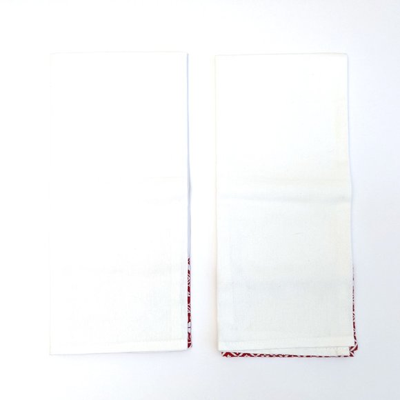 2 Pack White "K" Embroidered Hand Dish Drying Towels Holiday Christmas Fair Isle - Picture 2 of 3